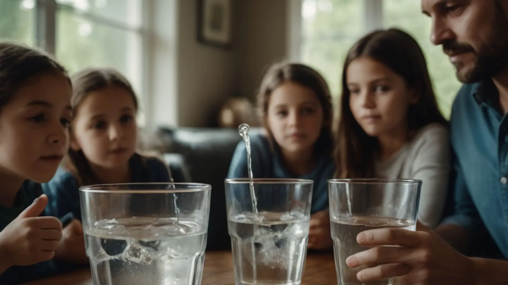 Family Drinking Hydrogen Water at Home