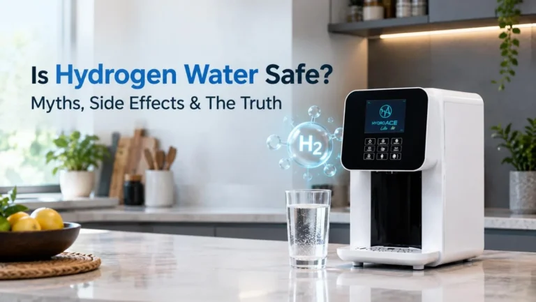 Hydrogen Water Ionizer with Glass of Hydrogen-Rich Water